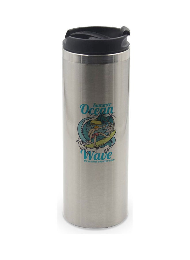 LIT Printed Summer Ocean Tumbler Silver - Image 1