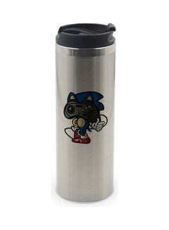 LIT Sonic Printed Tumbler With Lid Silver/Black/Blue  - Image 1