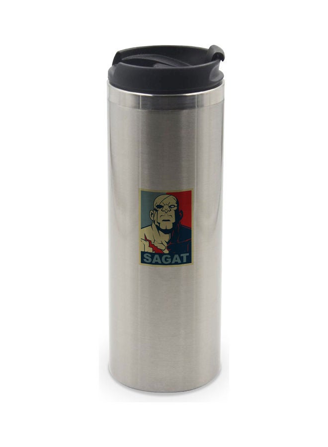 LIT Sagat Hope Poster Printed Tumbler With Lid Silver/Black/Red - Image 1