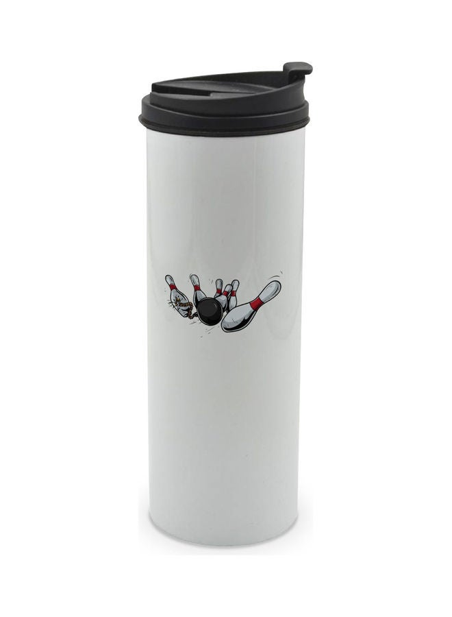 LIT Bowling Strike Design Printed Double Wall Tumbler With Lid Multicolour 400ml - Image 1