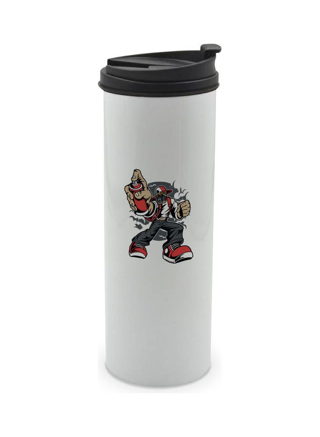 LIT Vintage Graffiti Printed Double Wall Tumbler With Lid Multicolour 400ml  - Image 1
