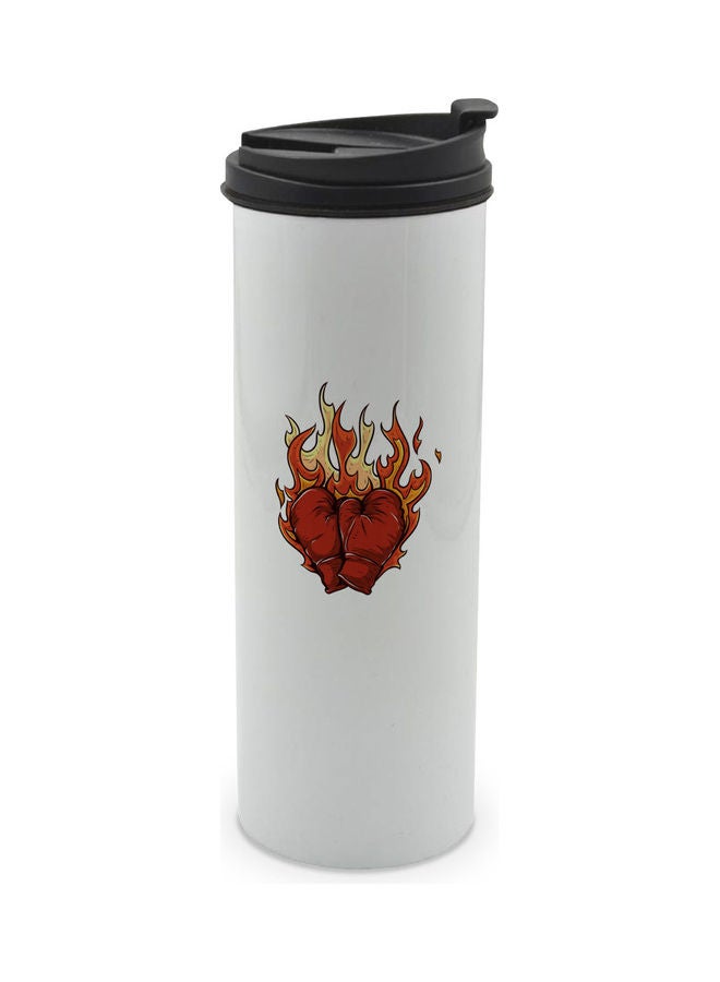 LIT Gloves On Fire Printed Double Wall Tumbler With Lid Multicolour 400ml  - Image 1