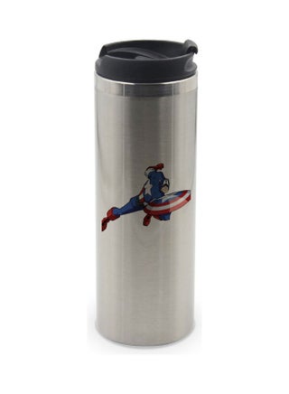 Captain America Printed Double Wall Tumbler With Lid Multicolour 400ml - v1629221754/N50181966A_1