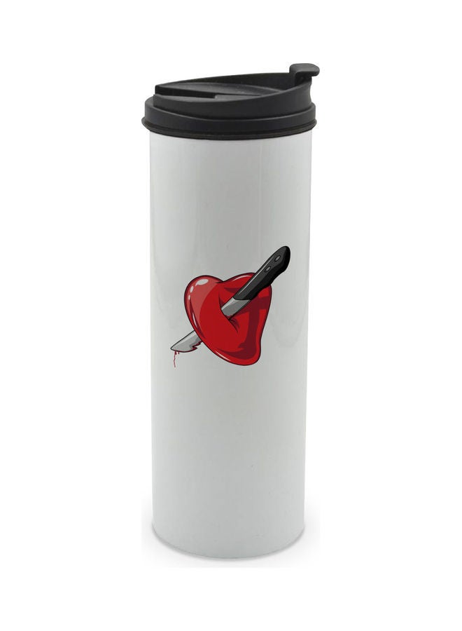 LIT Knife And Heart Printed Double Wall Tumbler With Lid Multicolour 400ml  - Image 1