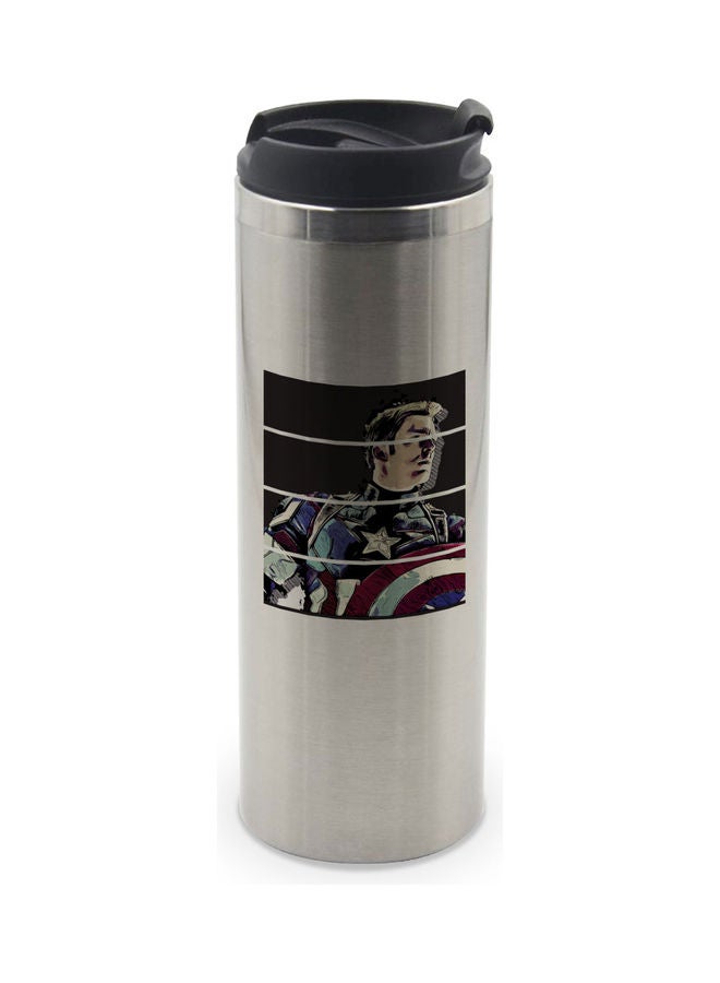 LIT Captain America Printed Double Wall Tumbler With Lid Multicolour 400ml  - Image 1