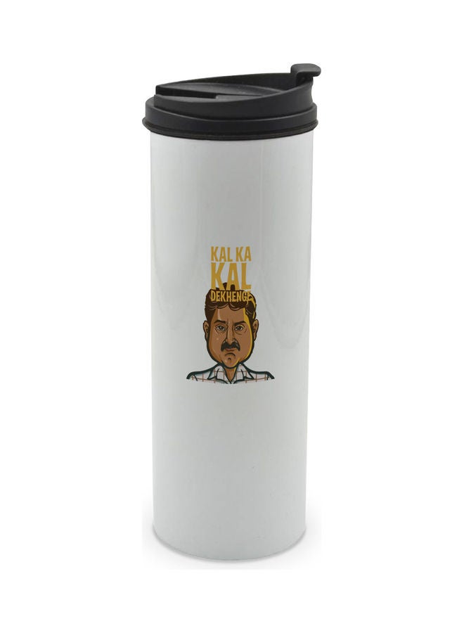 LIT Sacred Games Character Katekar's Quote Printed Tumbler With Lid White/Black/Yellow - Image 1