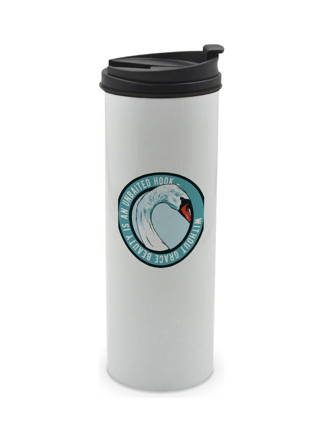 LIT Graceful Beauty Quote Printed Double Wall Tumbler With Lid Multicolour 400ml - Image 1