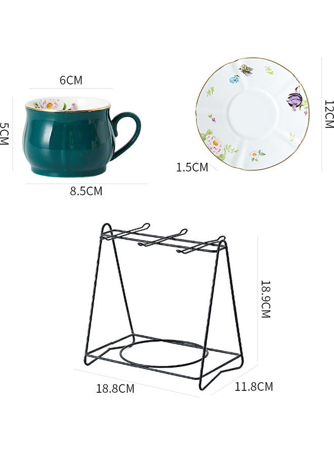 Shuer - 13 Piece Cup And Saucer Set With Iron Shelf Multicolour 8.5x6x5cm - Image 1