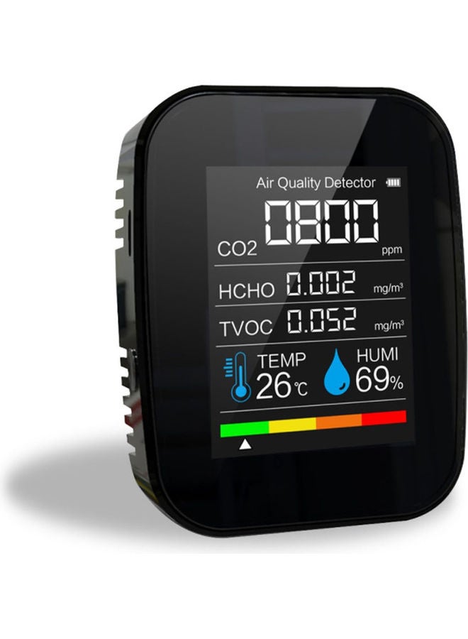 5-In-1 Air Quality Monitor Black 11.9x4x11.9cm - Image 1