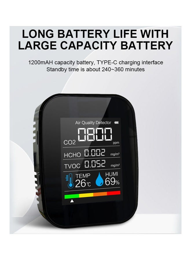 5-In-1 Air Quality Monitor Black 11.9x4x11.9cm - Image 3