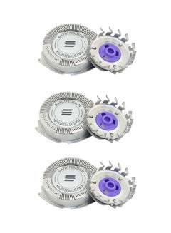 3-Piece Replacement Shaver Blades Heads Replacement for Philips Norelco Razor HQ8 Dual Precision Silver