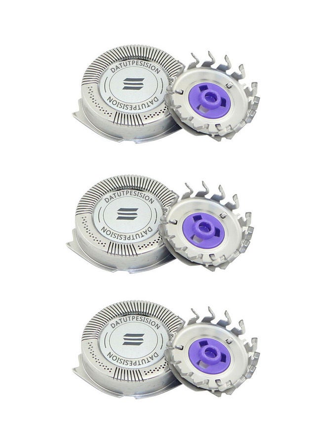 Generic - 3-Piece Replacement Shaver Blades Heads Replacement for Philips Norelco Razor HQ8 Dual Precision Silver - Image 1