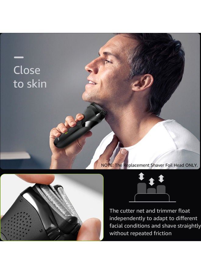 Replacement Shaver Foil Head for Braun 21B, Braun 3 series, such as 301S, 310S, 320S, 330S Black/Silver - Image 3