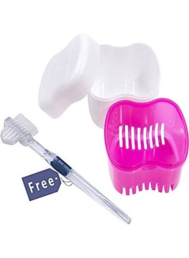 Generic Bearals Denture Box Denture Cup and Case with Brush Multicolour 