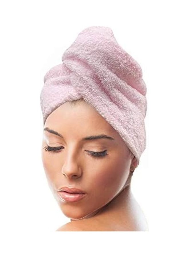 Generic Hair Towel Quick Dry 100% Cotton Super Absorbent Turban Head Wrap Pink