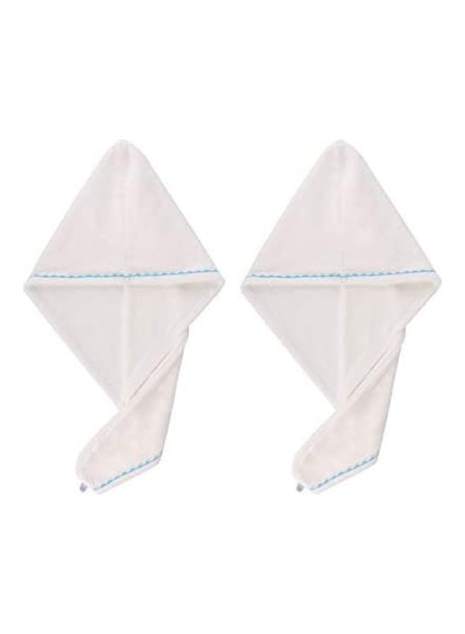 Generic 2-Piece Microfiber Hair Drying Towel for Quick Dry Hair Wrap Hair Cap White