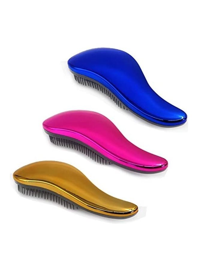 مجموعة فُرش لفك تشابك الشعر لانسياب طبيعي عبر الشعر المتشابك، مكونة من 3 قطع متعدد الألوان 3.9بوصة