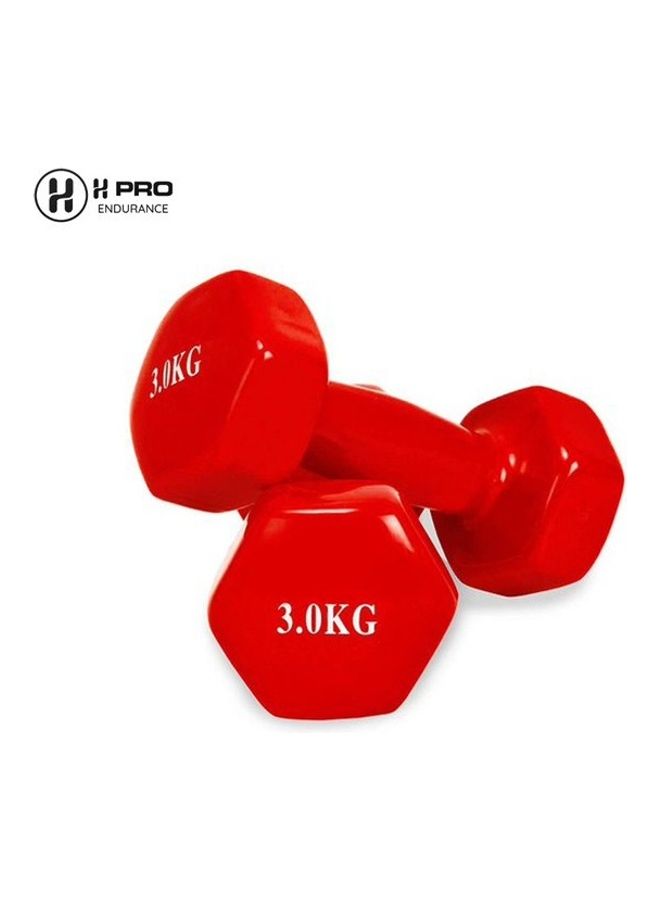 H PRO 2-Piece Vinyl Coated Iron Dumbbells 3kg  - Image 1