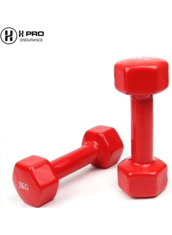 H PRO 2-Piece Vinyl Coated Iron Dumbbells 3kg  - Image 2