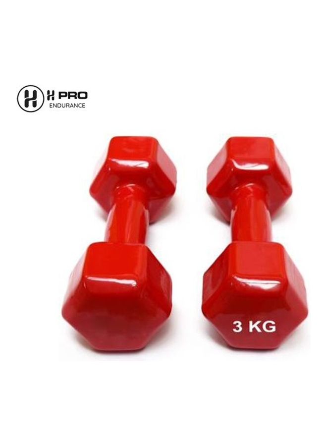H PRO 2-Piece Vinyl Coated Iron Dumbbells 3kg  - Image 4