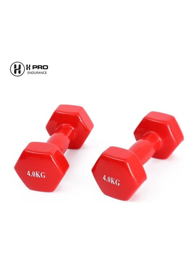 H PRO 2-Piece Vinyl Coated Iron Dumbbells 4kg - Image 1