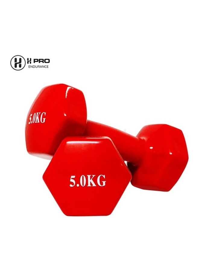 H PRO 2-Piece Vinyl Coated Iron Dumbbells 5kg  - Image 1