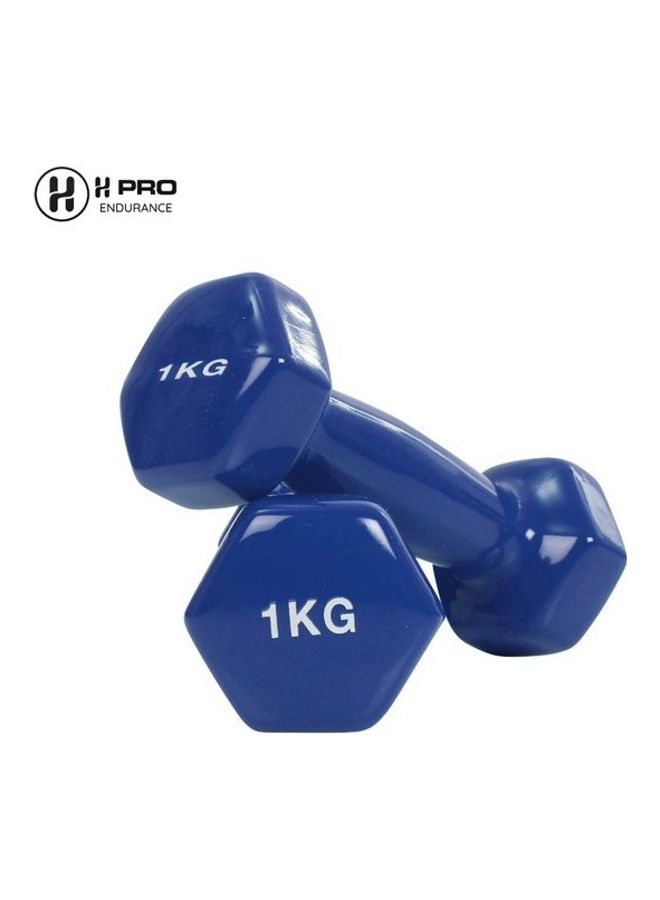 H Pro 2- Pieces Vinyl Dumbbell Hand Weight Set, Non-slip, Hexagon Shape Dumbbells-blue  (1kgx 2) 13.11x4.76x9.45inch - Image 1