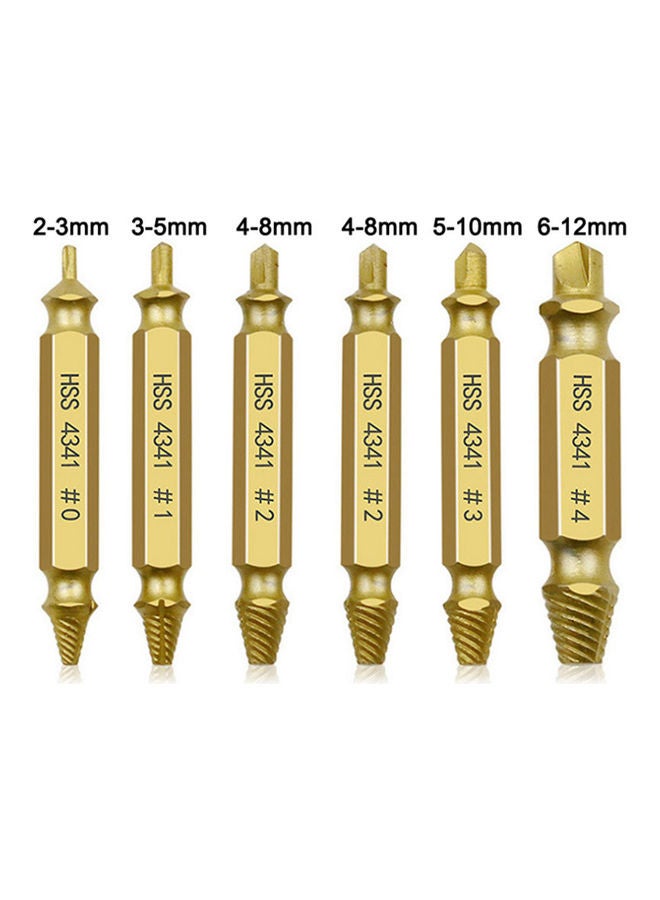 Generic 6-Piece Damaged Screw Remover Drill Bit Set Gold  - Image 2