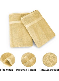 Trident 2-Piece Simply Fresh Bath Towel Set (130x70 cm), Super Soft, Highly Absorbent, Fresh Feel, Quick-Dry, Easy Care, 500 GSM, 90% Cotton - 10% Polyester Towel, One Of The International Best Sellers! Golden Sunrise  - Image 2