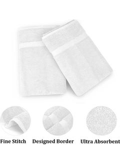 Trident 2-Piece Simply Fresh Bath Towel Set (130x70 cm), Super Soft, Highly Absorbent, Fresh Feel, Quick-Dry, Easy Care, 500 GSM, 90% Cotton - 10% Polyester Towel, One Of The International Best Sellers! White  - Image 2