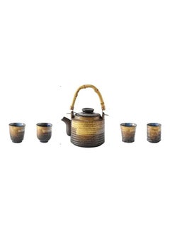 5-Piece Hand-Painted Cup And Teapot Set Black/Gold - v1629270044/N50220124A_1