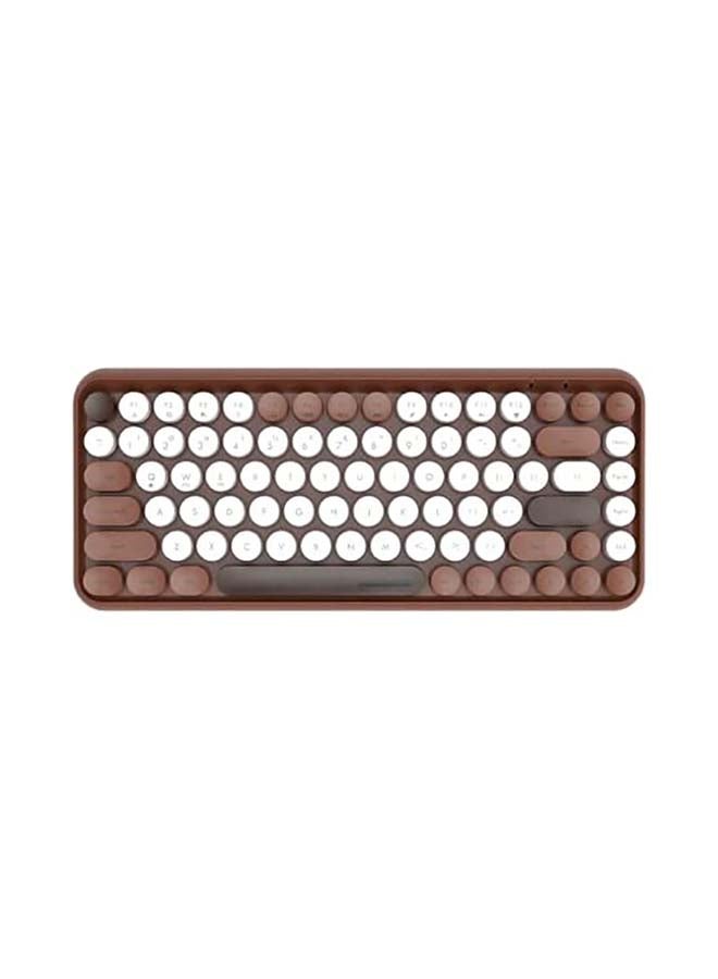 Ajazz - Wireless Bluetooth keyboard, Cute Mini 84-key Compact Keyboard, 2.4GHz wireless connect, Typewriter ABS Retro Round Key Caps, Matte Panel, Ergonomic Design for PC Computer Laptops Chocolate - Image 1
