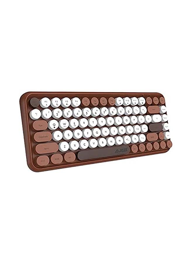 Ajazz - Wireless Bluetooth keyboard, Cute Mini 84-key Compact Keyboard, 2.4GHz wireless connect, Typewriter ABS Retro Round Key Caps, Matte Panel, Ergonomic Design for PC Computer Laptops Chocolate - Image 1