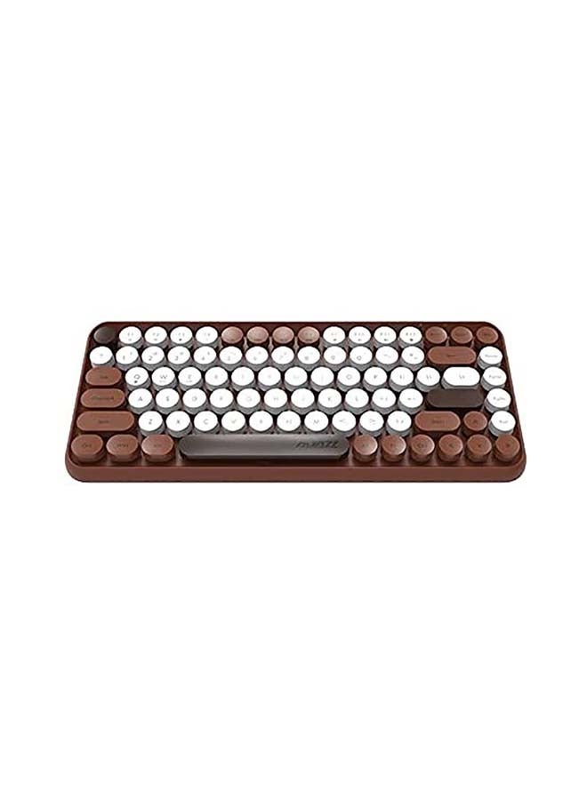 Ajazz - Wireless Bluetooth keyboard, Cute Mini 84-key Compact Keyboard, 2.4GHz wireless connect, Typewriter ABS Retro Round Key Caps, Matte Panel, Ergonomic Design for PC Computer Laptops Chocolate - Image 1