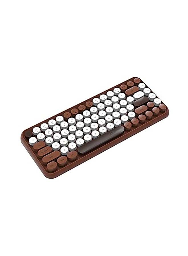 Ajazz - Wireless Bluetooth keyboard, Cute Mini 84-key Compact Keyboard, 2.4GHz wireless connect, Typewriter ABS Retro Round Key Caps, Matte Panel, Ergonomic Design for PC Computer Laptops Chocolate - Image 1