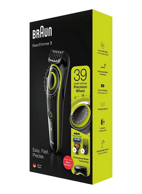 Beard Trimmer Bt3241 With Precision Dial, 2 Combs And Gillette Fusion5 Proglide Razor Black/Lime Green 450grams