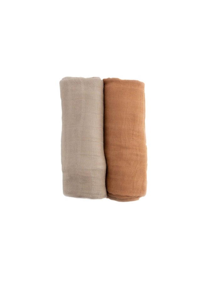 little unicorn Deluxe Muslin Swaddle 2 Pack Set Caramel  - Image 1