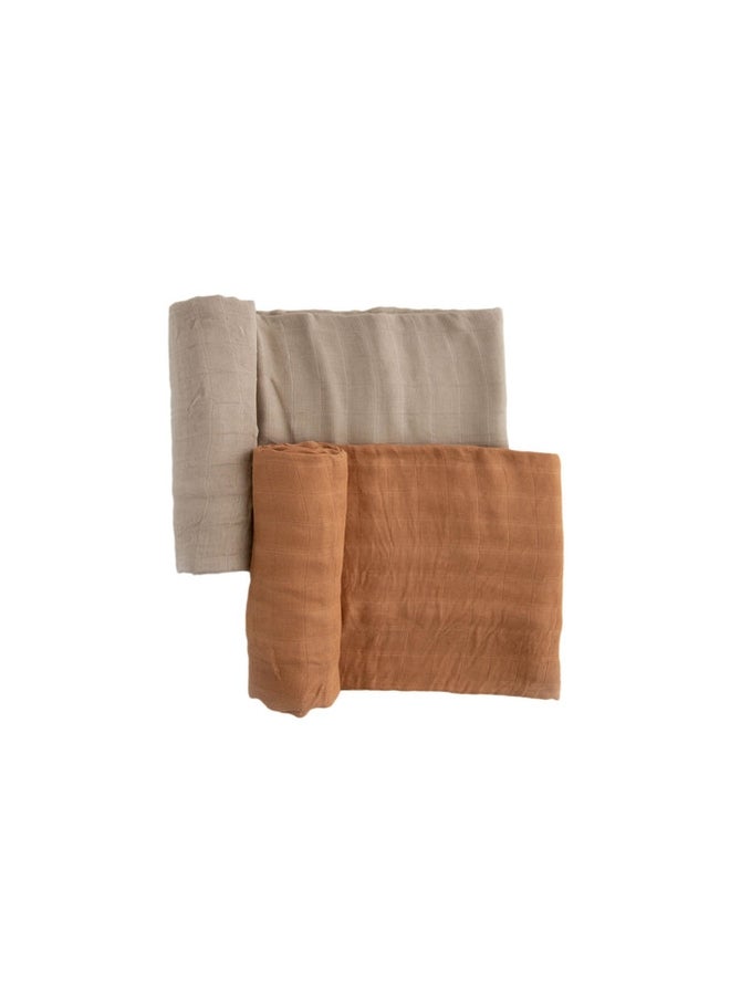little unicorn Deluxe Muslin Swaddle 2 Pack Set Caramel  - Image 2