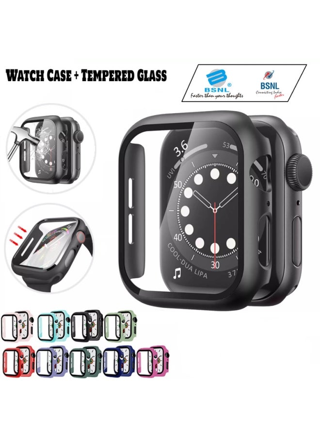 بي إس إن إل غطاء حماية واق مع لاصقة حماية للشاشة من الزجاج المقوى لساعة أبل ووتش سيريز 4/5/6/SE مقاس 44 مم وردي زهري - Image 2