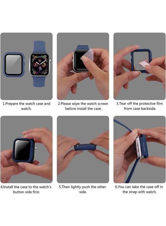 بي إس إن إل غطاء حماية واق مع لاصقة حماية للشاشة من الزجاج المقوى لساعة أبل ووتش سيريز 4/5/6/SE مقاس 44 مم وردي زهري - Image 4