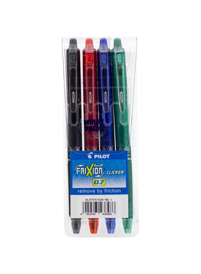 بايلوت مجموعة أقلام كروية الرأس بحبر جاف متعدد الألوان قابل للمحو من فريكشن من 4 قطع متعدد الألوان