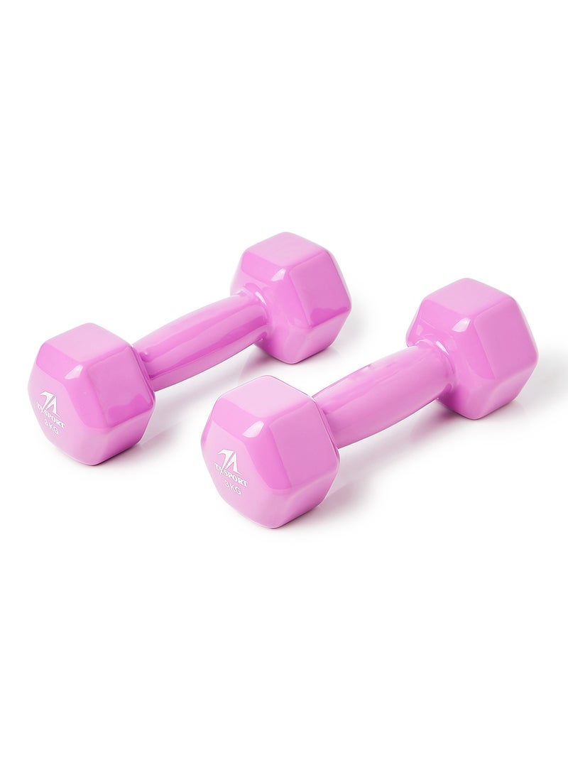 TA SPORT 2 Piece Hex Vinyl Dipping Dumbbell Set 6kg - Image 1