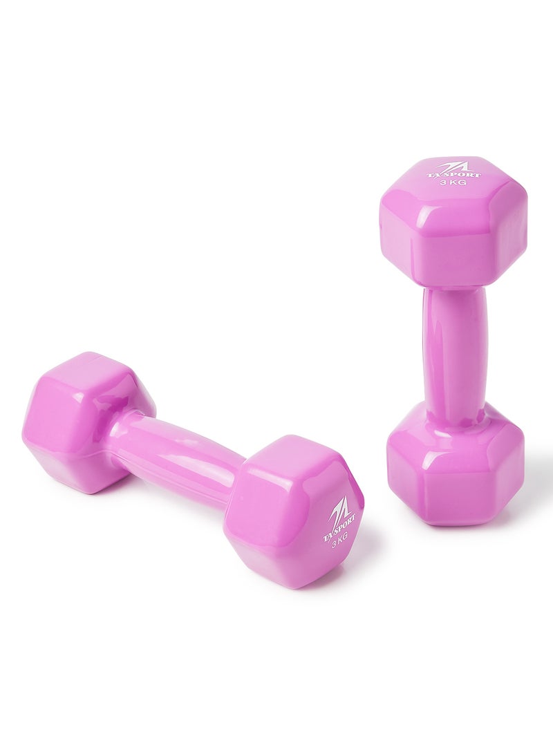 TA SPORT 2 Piece Hex Vinyl Dipping Dumbbell Set 6kg - Image 3