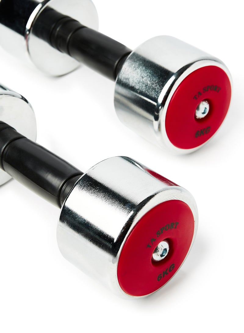 TA SPORTS Chromed Dumbbell 6Kg Anti-Slip Handles IR92017  - Image 4