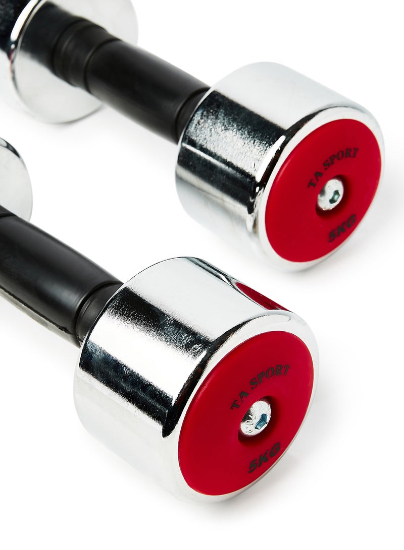 TA SPORTS 2-Piece Chromed Dumbbells 2x5kg  - Image 4