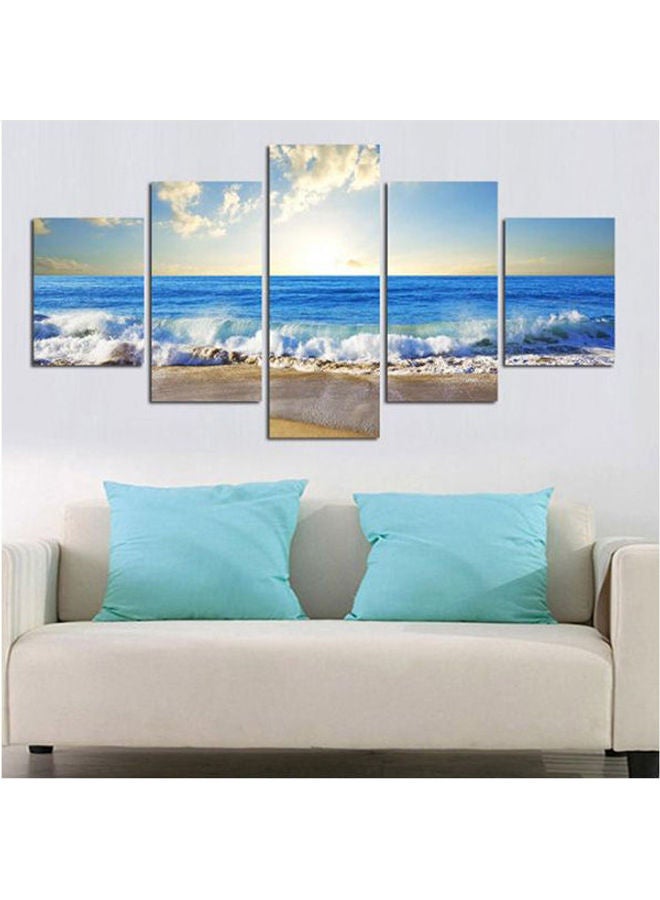 Decorative Mixed Media 5 Piece Canvas Painting Set Multicolour 100x55cm - Image 1