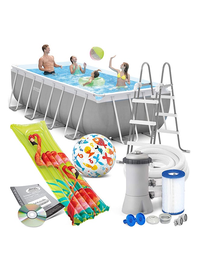 INTEX - Prism Frame Rectangular Grey Swimming Pool 400x200x100cm - Image 1