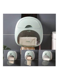 Generic Toilet Paper Holder Adhesive Wall Mount Facial Tissue Storage Box Paper Towel Dispenser With Shelf And Drawer Light Green  - Image 1