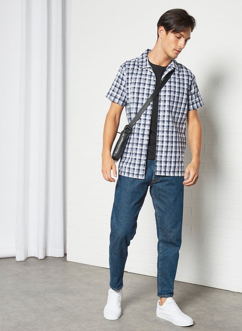 Sivvi x D'Atelier - Checkered Print Shirt Navy - Image 1