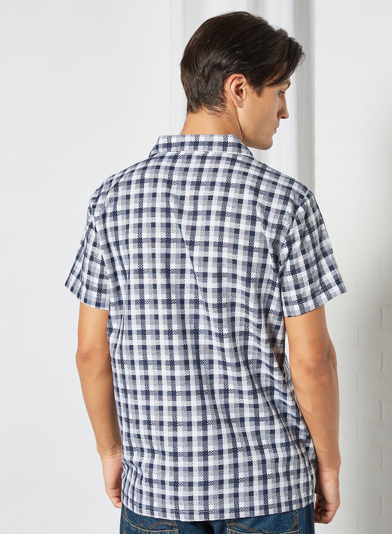 Sivvi x D'Atelier - Checkered Print Shirt Navy - Image 1